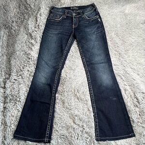 Silver Jeans Suki Surplus Womens 27 Whiskered Bootcut Dark Wash